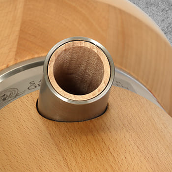 Mehlauswurfrohr aus Edelstahl innen mit Holz verkleidet