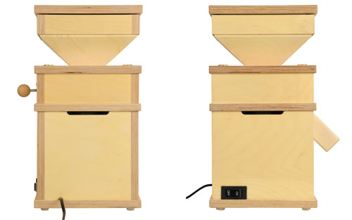 Elektrische Getreidemühle Billy 1 von hawos Rückseite und seitlich