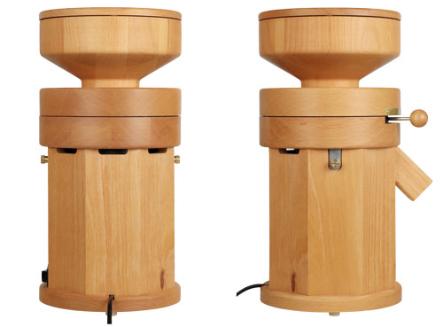 Elektrische Getreidemühle Oktagon 1 von hawos Rückseite und seitlich