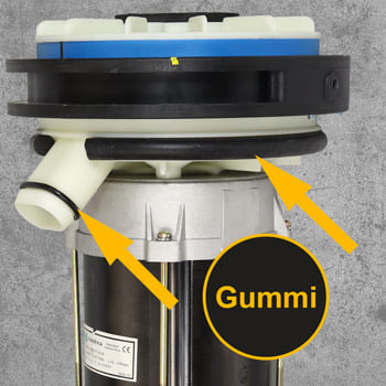 Lagerung der Mahleinheit mit Motor frei auf Vollgummi für leises Mahlen