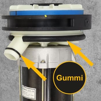 Lagerung der Mahleinheit mit Motor frei auf Vollgummi für leises Mahlen