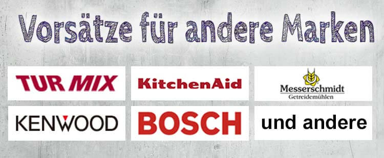 Vorsätze für andere Küchenmaschinen: Getreidemühlen und Flockenquetschen Vorsätze für andere Küchenmaschinen: Getreidemühlen und Flockenquetschen